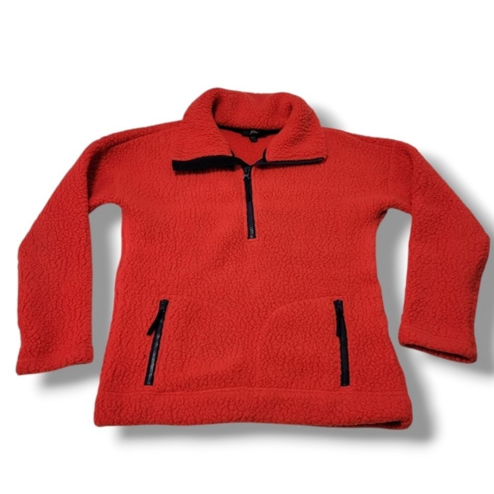 J.Crew Sweater Size XXS J. Crew Sherpa Fleece Sweater Teddy Pullover Sweater Red